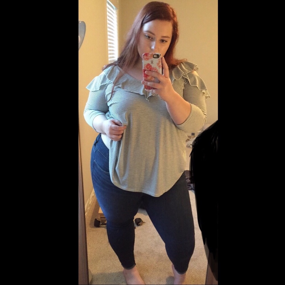 Ruffle cold shoulder top